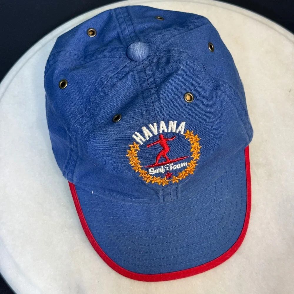 Vtg‎ Gap Havana Surf Team Blue Canvas Baseball Hat Red Trim Kids Y2k Cap preppy
